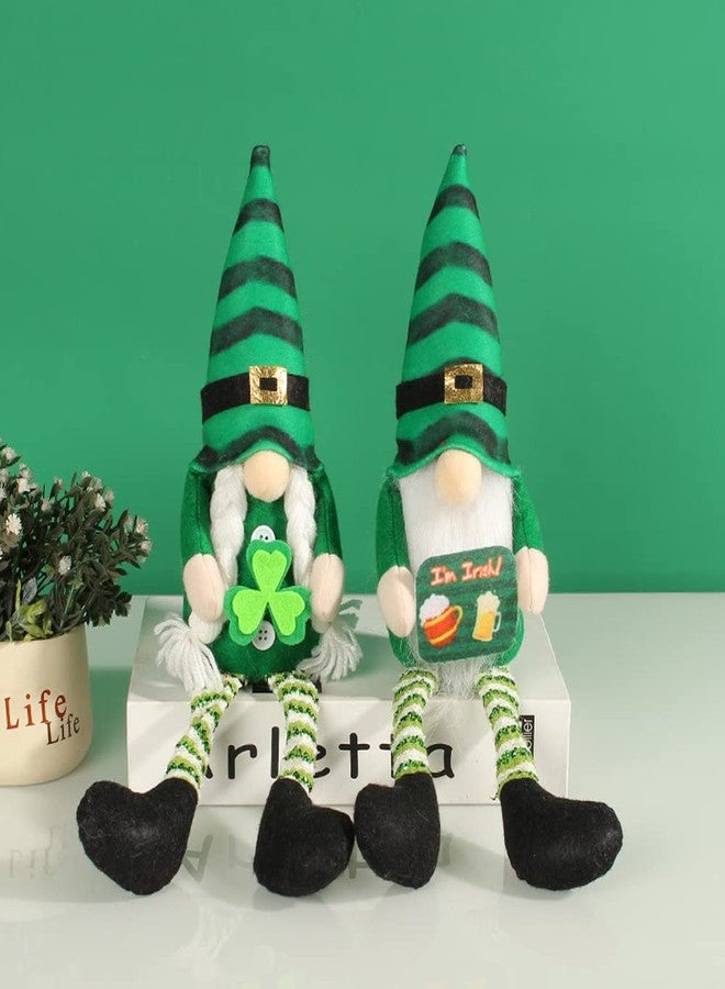BLESOUYI St. Patrick's Day Decorations Spring Irish Gnome Doll Ornaments Decorative Elf Doll Green Shamrock Gift for Home Table Window Display Holiday Party Decoration(Girl) - Image 1